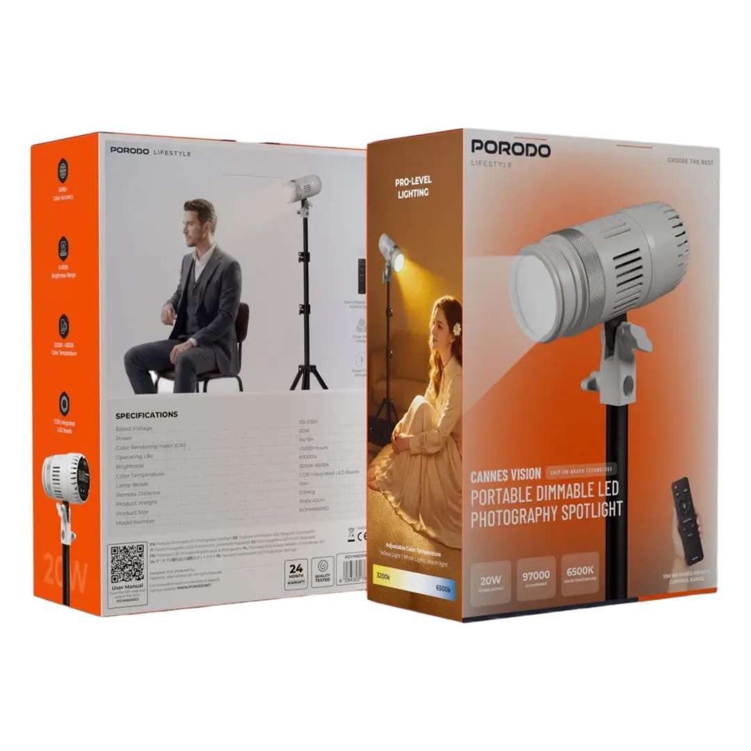 Porodo Lifestyle Cannes Vision Portable Dimmable LED Photography Spotlight Price in Kenya, Specifications & Features