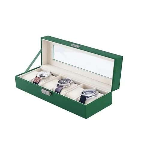 Green Lion Classic Watch Box 6 slots with Glass - Linkphones Center