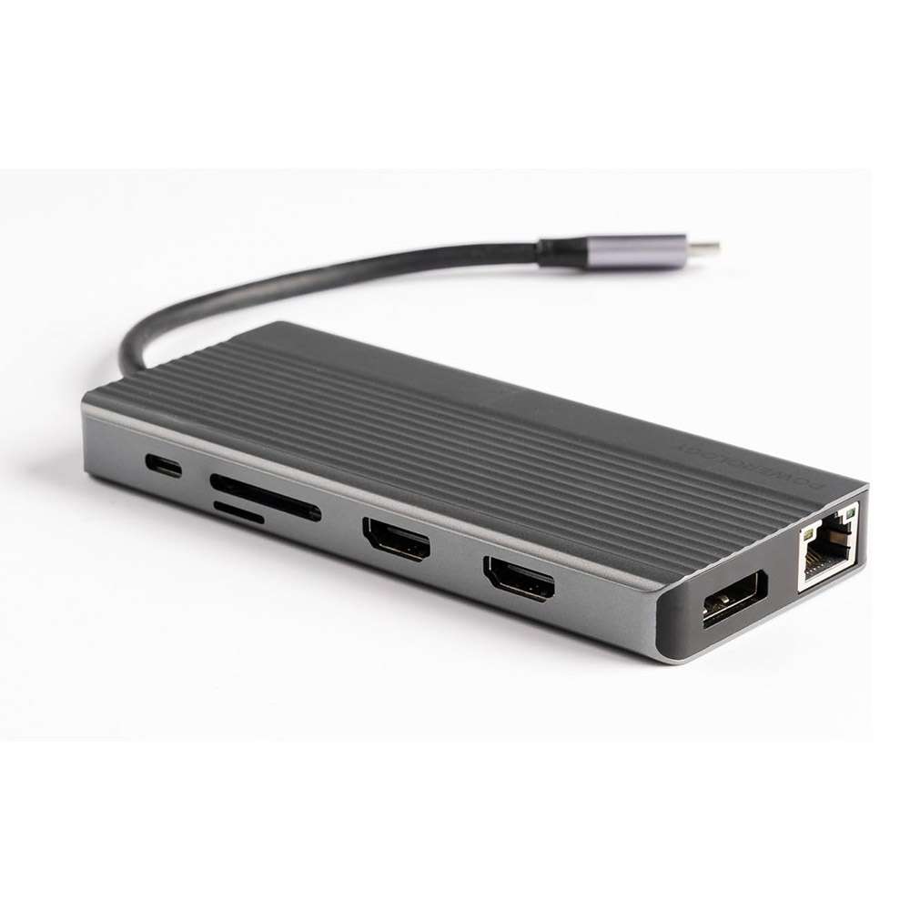 Powerology 13in1 USB-C Hub 4K HDMI Type-C 100W PD Ethernet USB SD MicroSD 3.5AUX - Linkphones Center