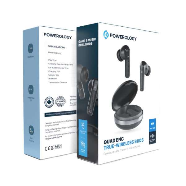 Powerology Quad Mic ENC TWS Earphone - Linkphones Center