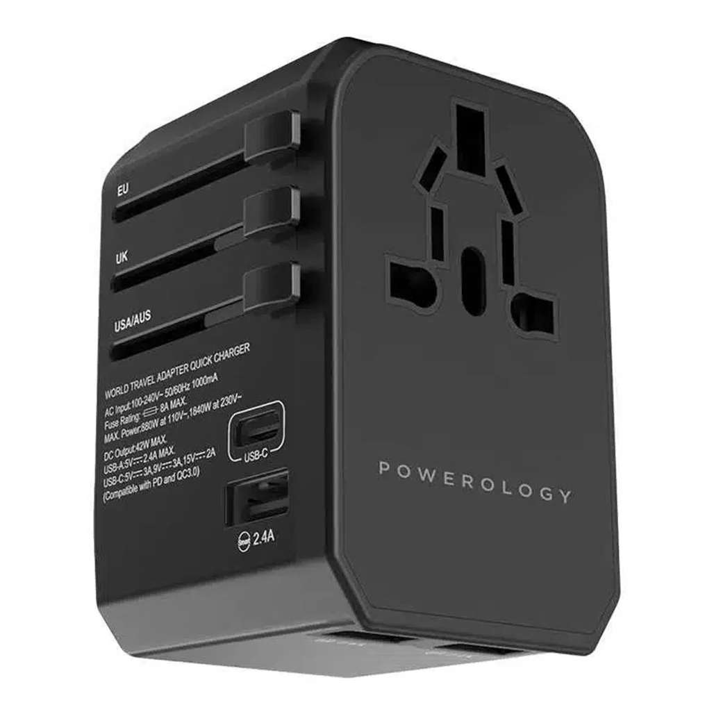 Powerology Universal Travel Adapter 2.4A + PD 45W - Linkphones Center